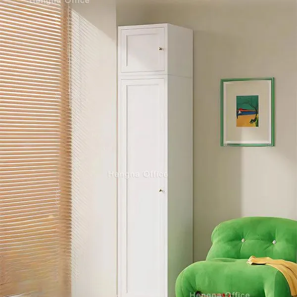 Macaron Color Steel Wardrobe Single Door — Kids Room Narrow Metal Closet, No Off-Gassing
