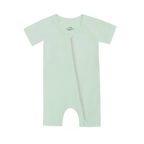 Newborn Baby Romper Clothes Short Sleeve Solid Zipper Bamboo Spandex Unisex Infant Rompers Baby Clothing Wholesale photo-3