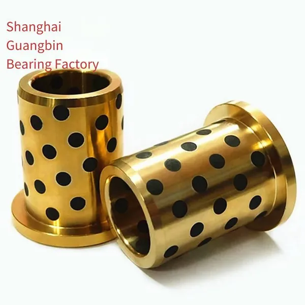 Graphite Copper Sleeve, Copper Bushing, Wear-resistant and Self-lubricating Jfb Solid Graphite-inlaid Oilless Flange Sliding Bearing, Copper-based Graphite Bearing photo-2