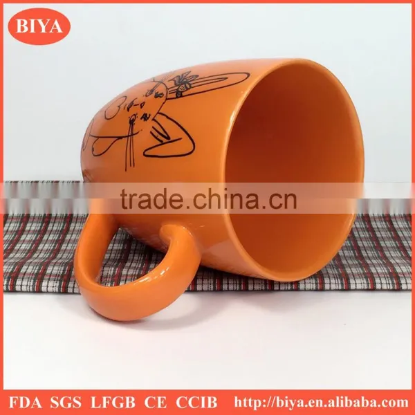 Custom Coffee Cup Hot Sale Fashion and Contracted Ceramic Cup Mark Cup Orange Mug photo-2
