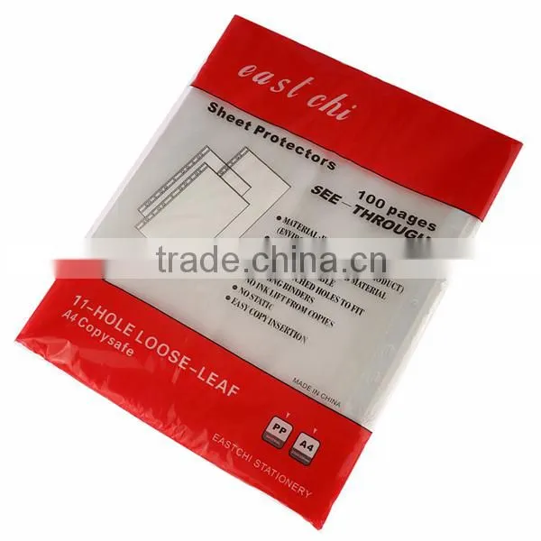 2015 China Supplier Wholesale Clear A4 Sheet Protector, PP Sheet Protector, 11Hole Sheet Protector photo-2