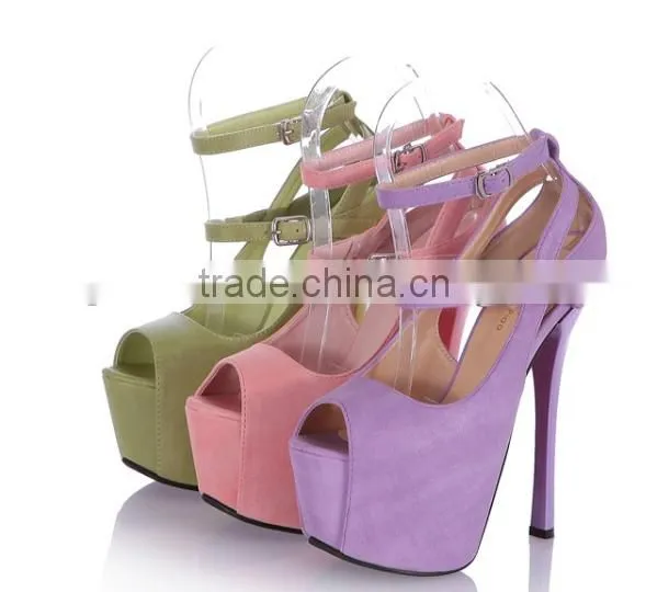16cm High Heel Peep Toe Sandals Women Fashion Purple Dress Shoe for Party photo-3