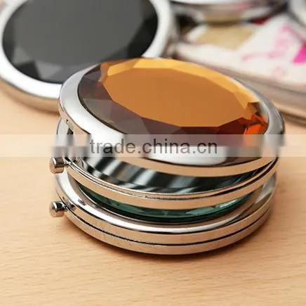 Customized Monogram Initial Logo Crystal Compact Pocket Mirrors photo-4