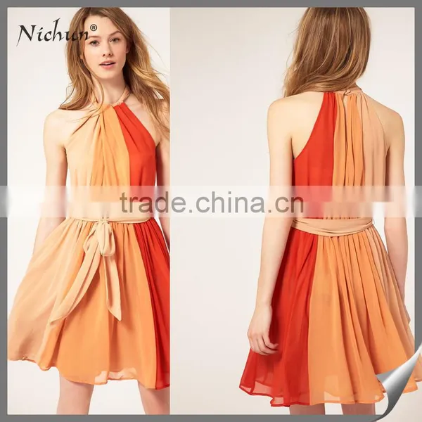 Party Wear High Quality Contrast Color Design Express Dresses
