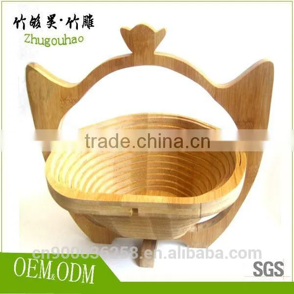Apple Shape Food Fruit Storage Bamboo Folding Basket photo-5