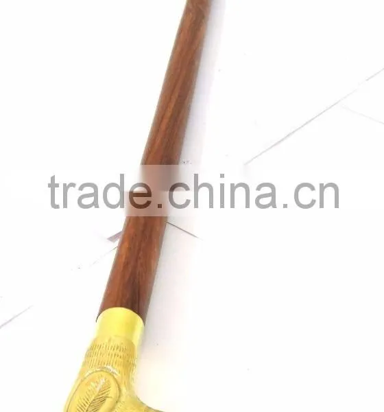 Beautiful Brass Dog Handle Walking Stick/Antique Golden Finishing Handle Walking Stick/Brown Wood Walking Stick Wk1125 photo-3
