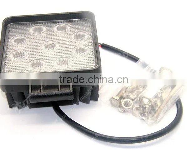 High Power Square 4.3 Inch 27w Watt 9 LEDs Waterproof Flood Work Light photo-4