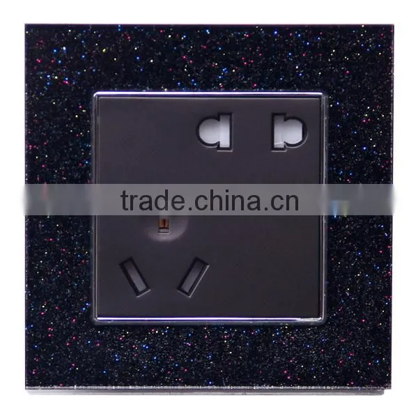 New Arrive Crystal PC Panel 3 Pin and 2 Pin Wall Socket for Home Hotel Office Use