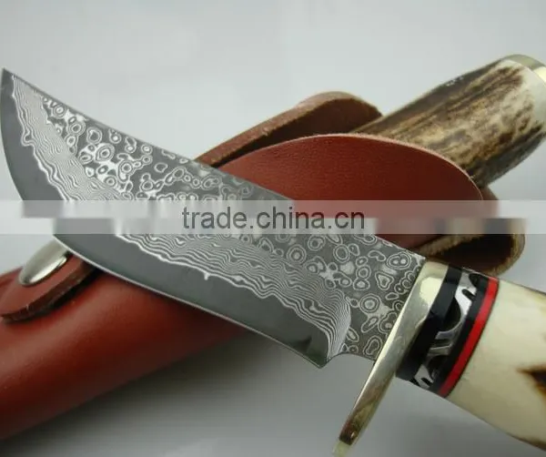 OEM Damascus Blade Hunting Knife With Antlers Handle photo-4