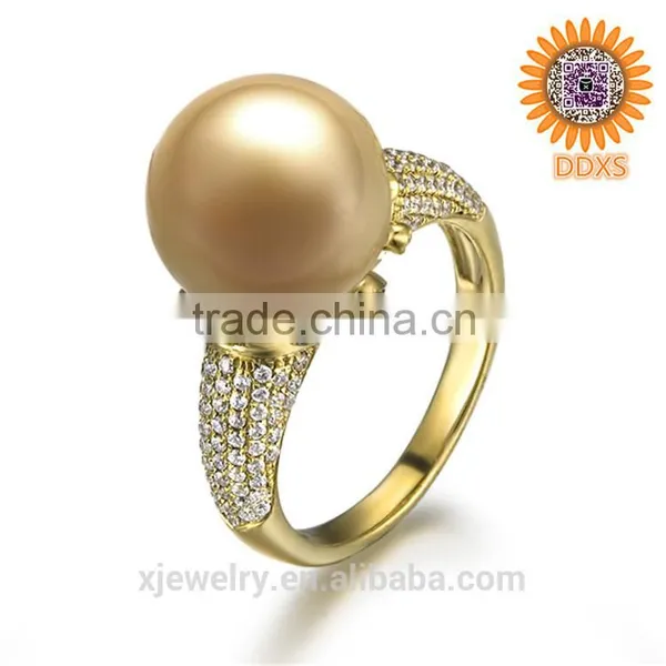 Custom Wholesale Natutal South Sea Shell Pearl Gemstone Ring