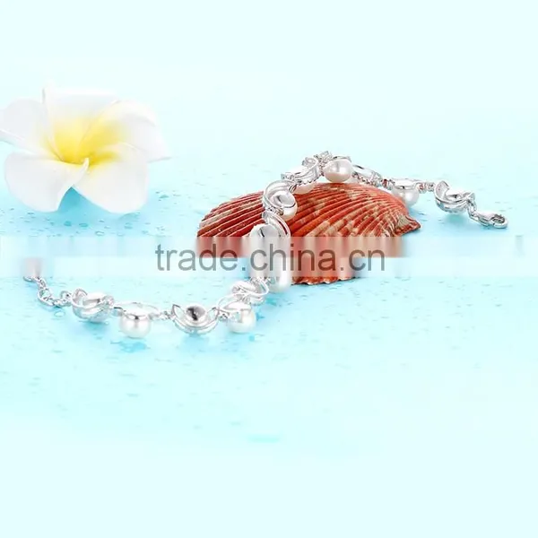 925 Sterling Silver Natural Fresh Water Pearl Perfect Round Pearl Bracelets photo-2