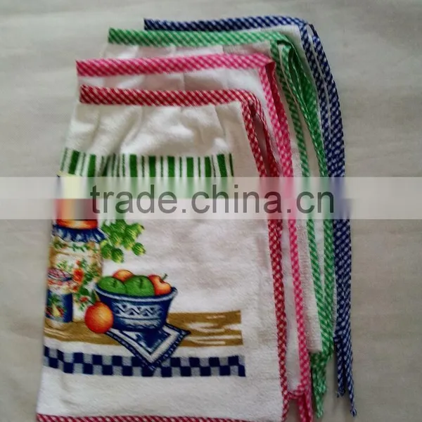 Green Check Border Terry Cotton Towel With Pigment Printing Waist Apron photo-5