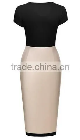 Women's Official Scoop Neck Optical Illusion Slim Bodycon Pencil Dress photo-2