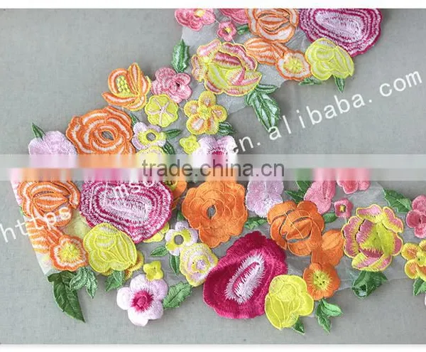 Newest Design Beautiful Flower Embroidery Organza Lace With Organza photo-3