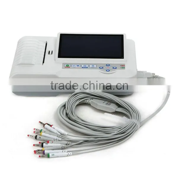 6 Channel Portable 7 Inch TFT Touch Screen Digital Electrocardiograph ECG Machine EKG 190 Cases photo-3