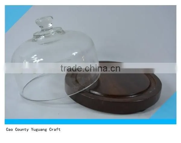 Wooden Cheese Platter Wooden Cheese Plate With Glass Dome photo-2