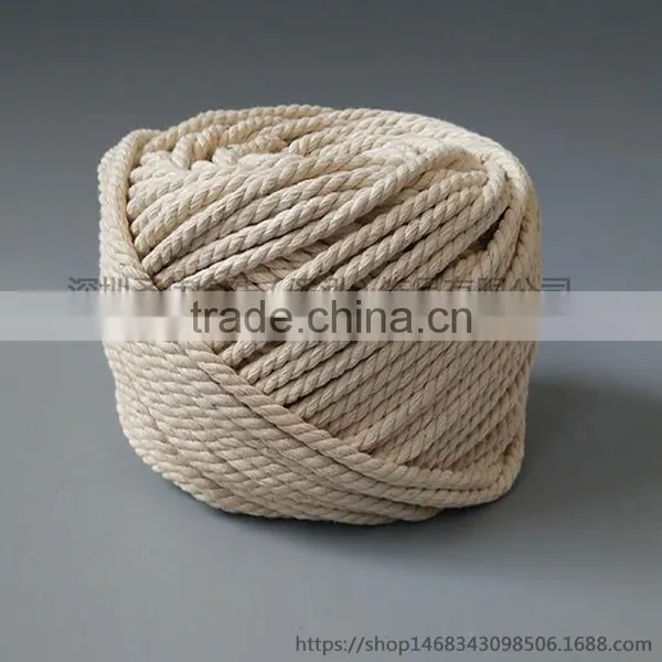 3 Strand Natural Pure Cotton Rope Braided Twisted Cord Custom Size photo-3