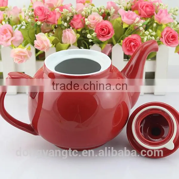 China Factory Custom Logo Promotion Cheap Red Glaze Porcelain Tea Accessories Ceramic Tea Pot photo-3