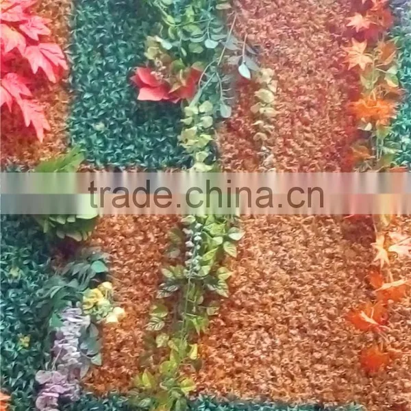 1mx1m New Hotel Decoration Artificial Fire Autum Red With Green Grass Wall EDC1604 03Y07 photo-3