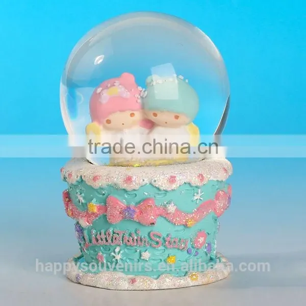 2015 Gift Event Party Wedding Glass Resin Water Snow Ball/snow Globe,adorable Twins