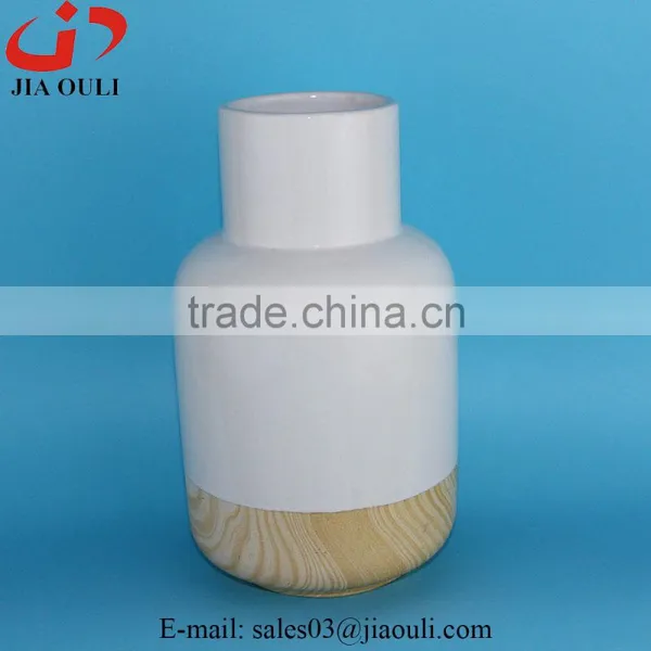 NEW Design Wood Grain White Ceramic Vase photo-2