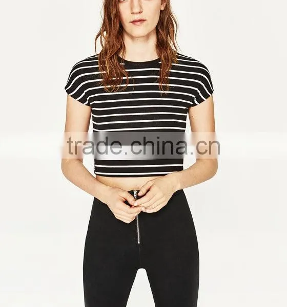 OEM Women Fashion Short Sleeve Blank Crop Tops Wholesale Cheap Blouses Custom Made in China photo-2