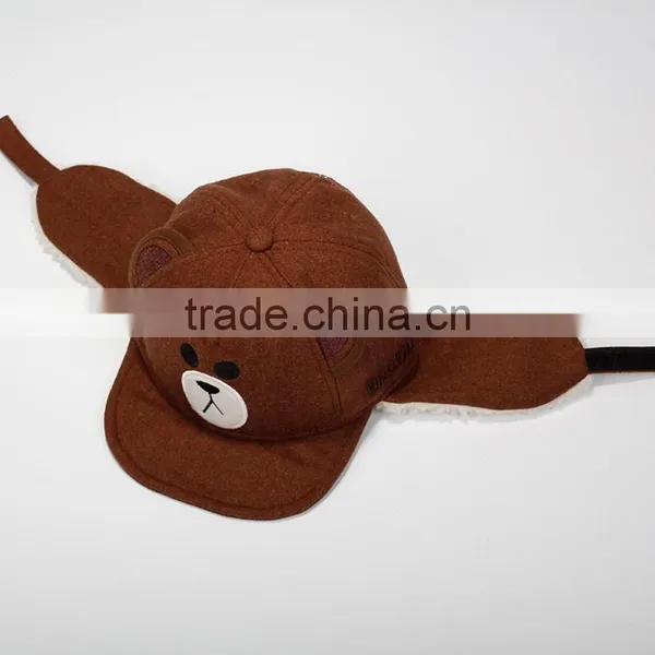 Winter Woolen Bear Style Baby Earflap Cap photo-3