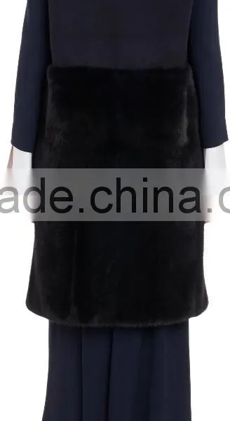 Women Black Round Neck Mink Fur Bottom Vests Customized photo-4