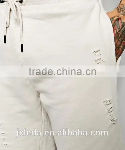 Men Plain Distressed Sweat Shorts Wholesale, Fitness Training Gym Shorts OEM photo-3