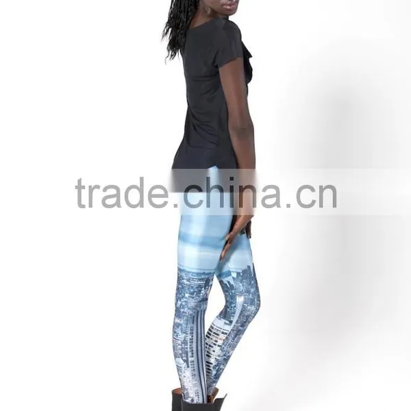 2017 Women Leggings Hot Sale Blue Buildings Printing Free Size High Elastic Lady Leisure Casual Leggings Woman Pencil Pants photo-2