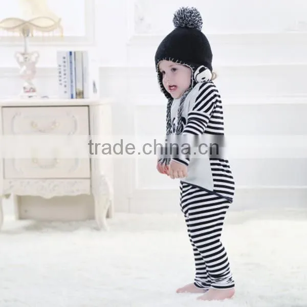 Factory Price Kids Black Knitted Hats With Ear Flaps, Baby Hats With Cute Animal Applique photo-4