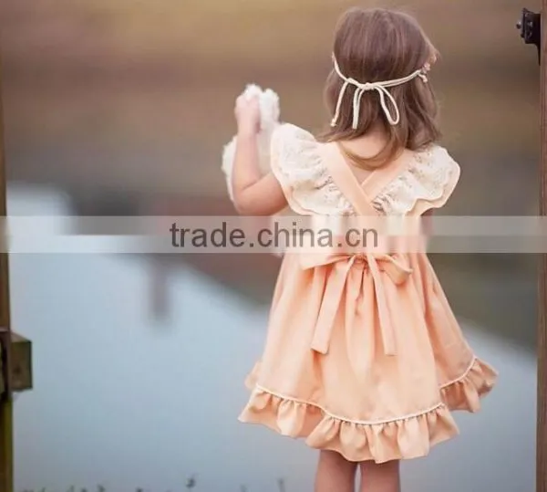 New Design Light Pink Cotton Dress Embroidery Bunny Dress Holiday Remark Cotton Dresses For Kids photo-2