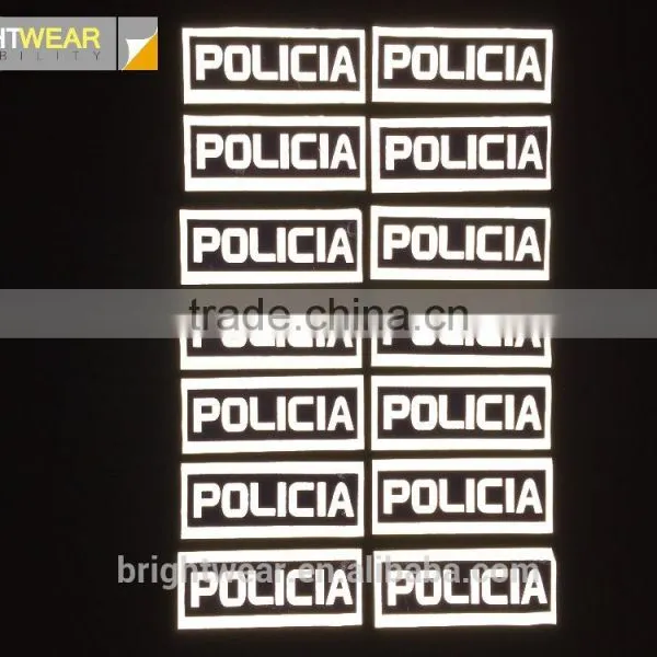 Relfective Policia or Chest Reflective Letter Reflective Words be Heated on Vest for Spain Market photo-4