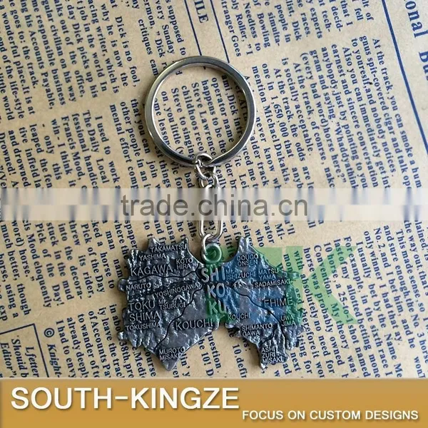 Unique Design Japan Four Islands Map Bronze Color Keychain photo-5
