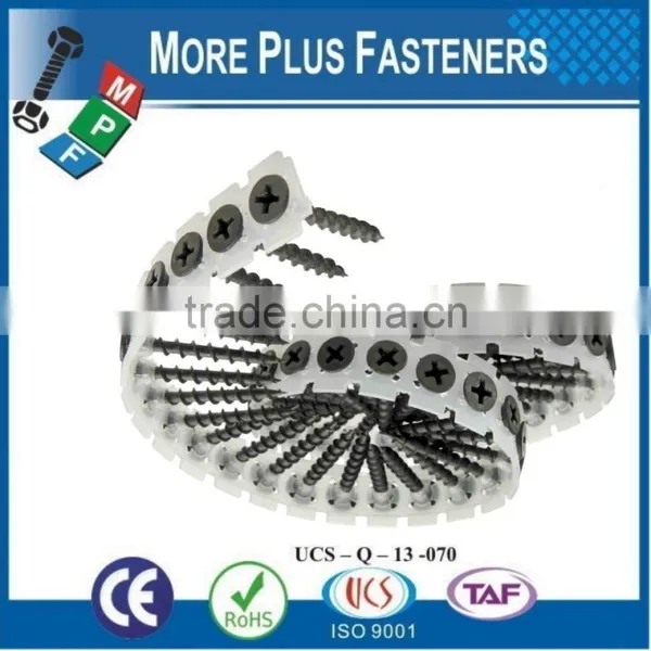Made in Taiwan Phillips Bugle Head Coarse or Fine Thread Sharp Point Drywall Screw Collated in Plastic Strips photo-3