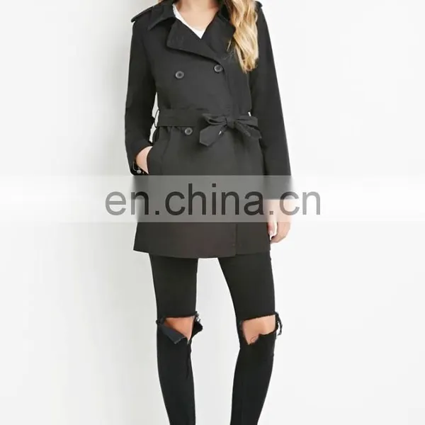 Fashion High Quality Long Sleeves Double Breasted Women Trench Coat Wholesale photo-5