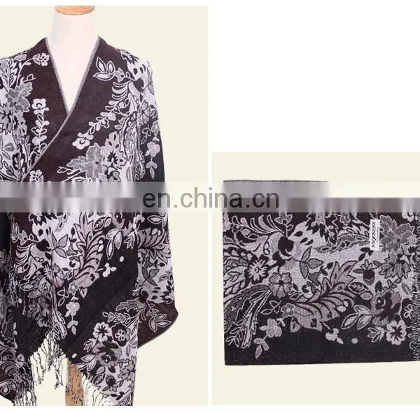 Wholesale Jacquard Vintage Pattern Bright Colored Shawl& Wrap photo-6