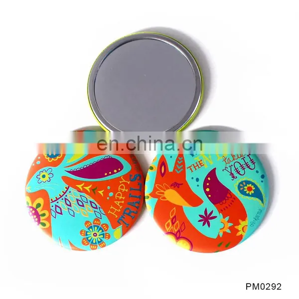 Single Side Round Animal Paper Covered Pocket Mirror Make-Up Mirror photo-3