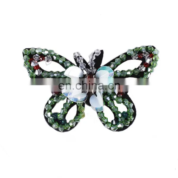Hot Sale Green Blue Beading Sequins Butterfly Applique for Bag Dress photo-3