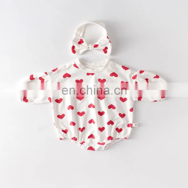 Lovely Infatns Clothes Fleece Full Sleeve Peach Heat Printed Baby Girls Hoodie Romper photo-3