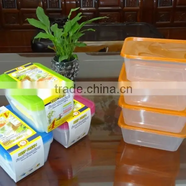 Supermarket Set of 4 Pcs Rectangular Plastic Food Storage Container / Food Storage Box 1000ml photo-3