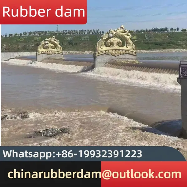 Large Span Hinge Dam, Full Width Rubber Rolling Dam, Water Storage Dam, Inflatable Dam in Stock photo-3