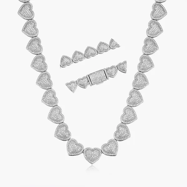 Shining Star Jewelry Hip Hop Fashion 6mm-14mm Micro Pave CZ Iced Heart Necklace photo-2