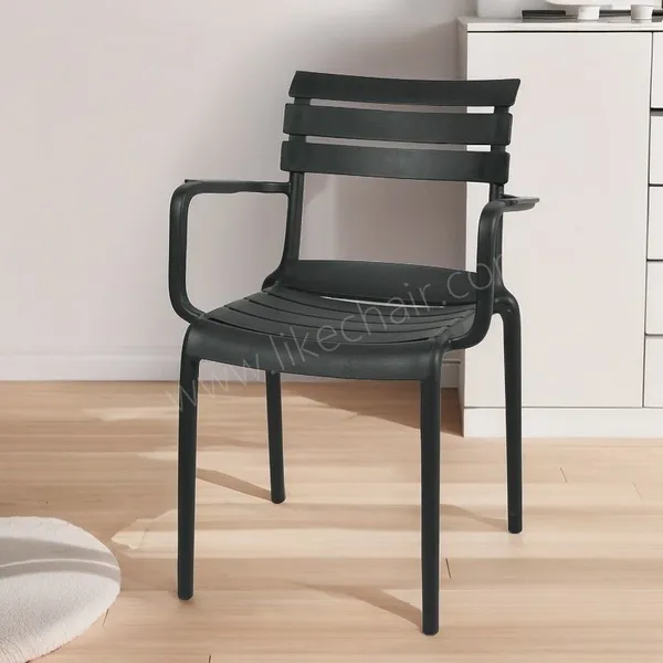 Plastic Cafe Chairs Stackable Modern Slat Back Design Tilting Feature Stable Commercial Furniture Indoor/Outdoor Use