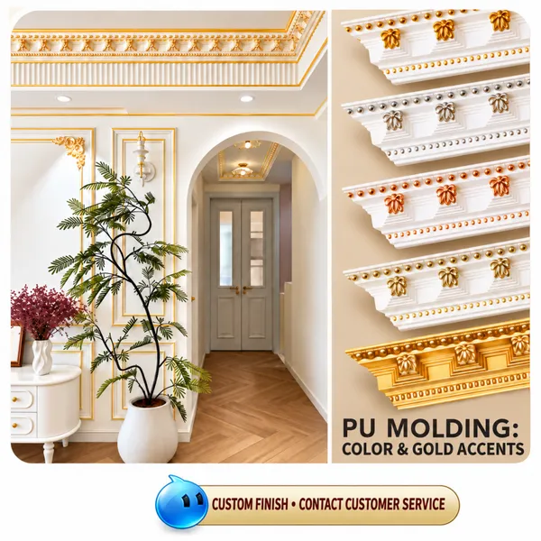PU Moulding Line Decoration Modern Polyurethane Yin Corner Line, AKHOA Brand Background Wall Frame, Decorative Strip