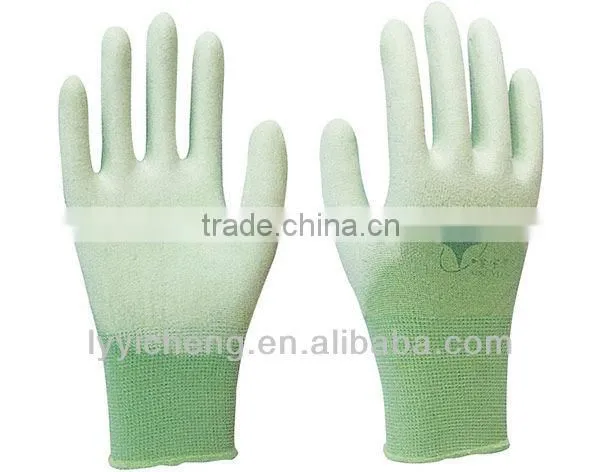 Black pu Coated Gloves En388/black pu Black Nylon Work Gloves photo-5