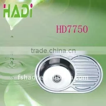 Round Single Bwol Stainless Steel Sink With Drain Board HD7750 photo-2