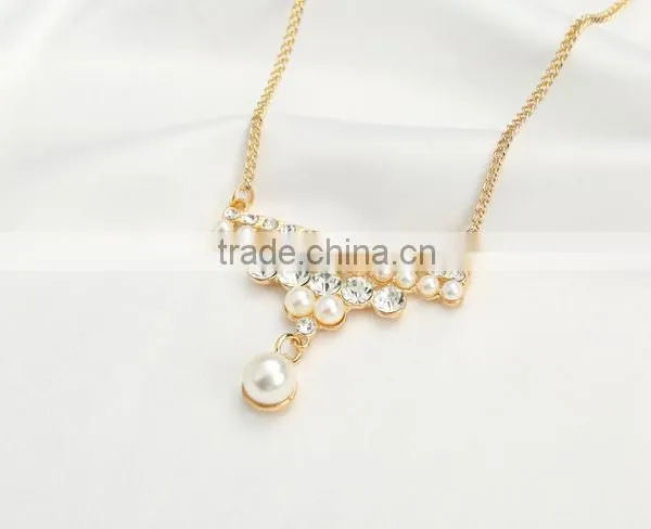 2016 Fashion Long Chain Necklace Designs Pearl Pendant Necklace photo-2