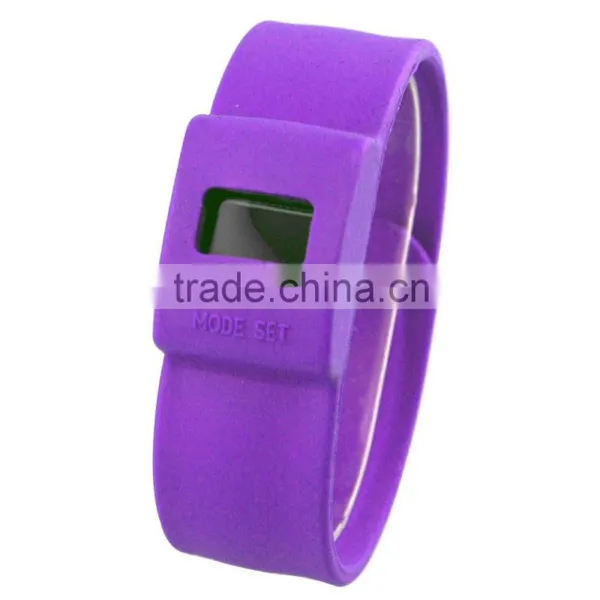 LP1141B_PU Cheapest Promotion Choice Colorful Silicone Slap on LCD Silicone Ion Watch photo-3