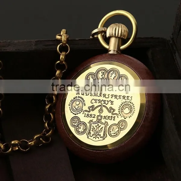 WP122 Golden Color Pocket Watch Antique Style Vintage Mechanical Movement Watches photo-6